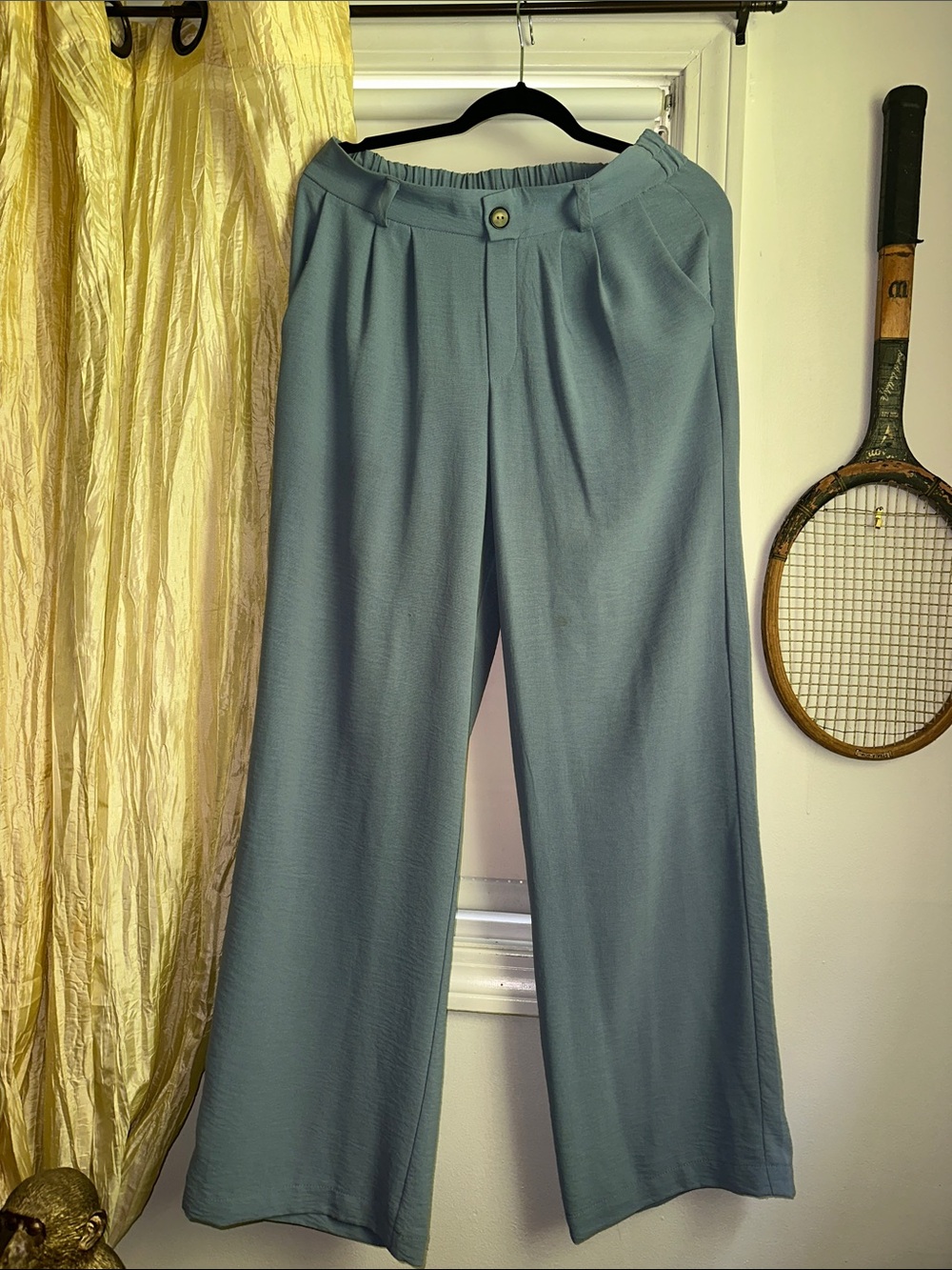 Wide Leg Women's Pants in Dusty Blue